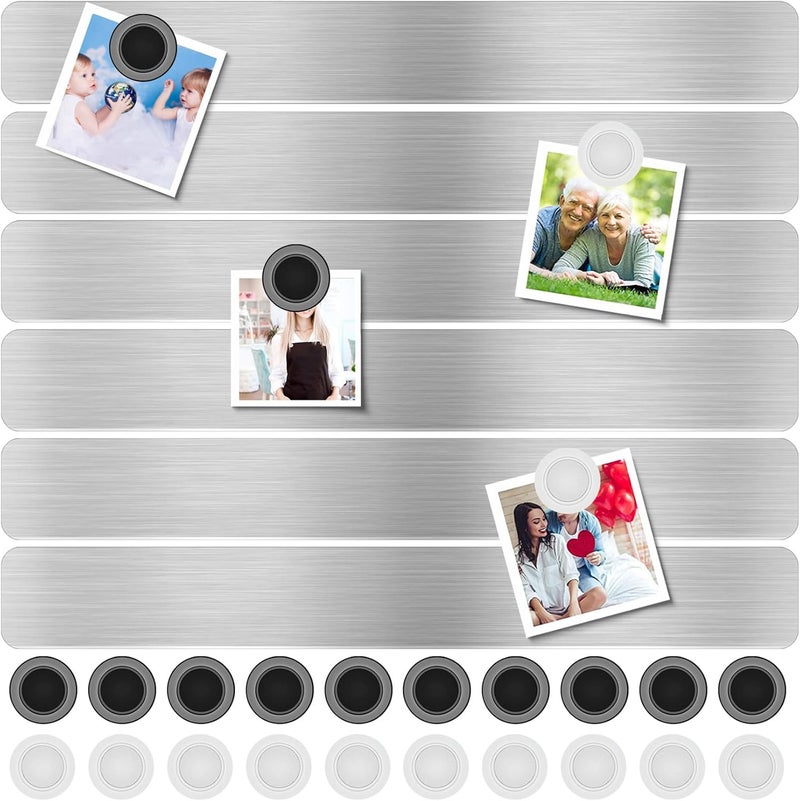 CUNQN لوحة عرض مغناطيسية من الحديد المقاوم للصدأ - لوحات مغناطيسية معدنية بدون إطار مع 20 قطعة من شرائط الملاحظات المغناطيسية للمكتب، المنزل، المدرسة - Image 1